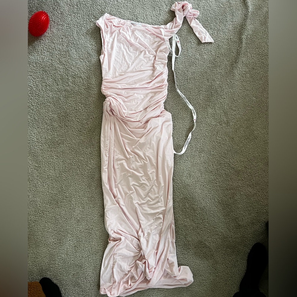 NWT Lucy in the Sky Baby Pink One Shoulder Maxi Dress